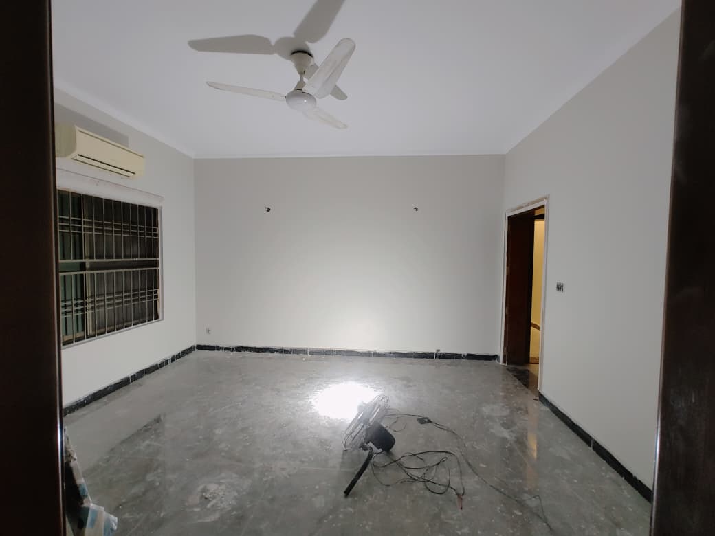 Repainted room with polished marble flooring and new skirting