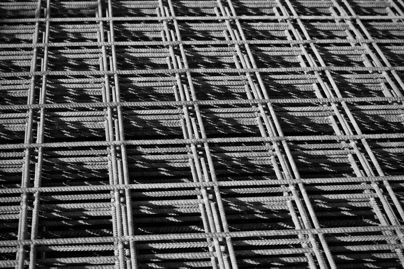 Steel reinforcement grid ready for a concrete pour
