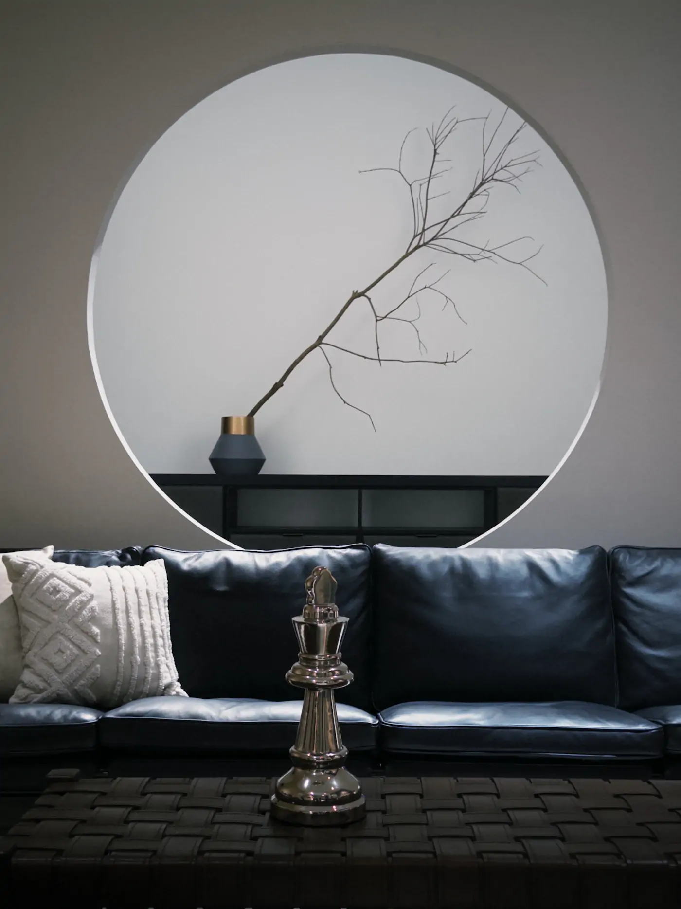 Modern residence living room with leather sofa