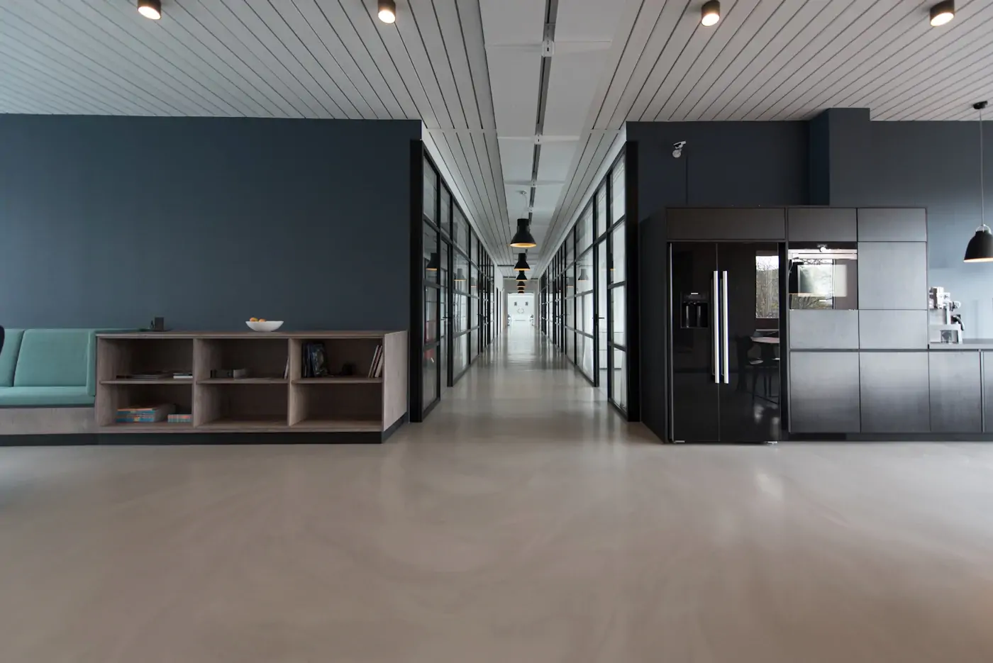 Contemporary office hallway interior